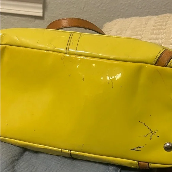 Coach Yellow Patent Leather Shoulder Bag - Picture 6 of 6
